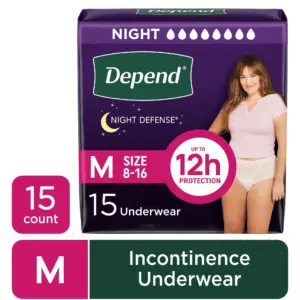 Depend Night Defense Adult Incontinence and Postpartum Bladder Leak Underwear for Women | Disposable | Overnight | Large | Blush | 22 Count | Packaging May Vary