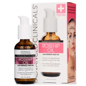 Advanced Clinicals Rosehip Oil Face Serum w/ Vitamin E | 1.8 Fl Ounce