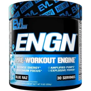 Pre Workout Powder with Creatine | Evlution Nutrition ENGN Preworkout Supplement 30 Servings (Blue Raz)
