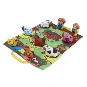 Melissa and Doug Take-Along Farm Baby and Toddler Play Mat (19.25 x 14.5 inches) With 9 Animals | Folds To Be Convenient Storage Bag for Travel