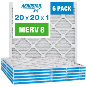 Aerostar 14x20x1 MERV 8 | Pleated Air Filter | Box of 6 | Made Inch the USA