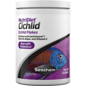 Seachem NutriDiet Cichlid Fish Flakes | Probiotic with GarlicGuard 3.5-Ounce