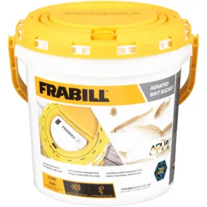 Frabill Aerated Bait Bucket | 1.3 Gal | White & Yellow (Aerator Included)