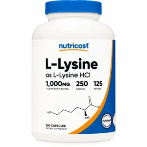 Nutricost L-Lysine 1000mg Supplement | 250 Capsules | 500mg Per Capsule | 250 Capsules (Pack of 1)