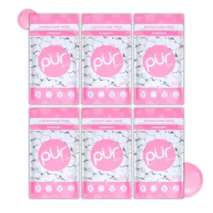 PUR Gum | Aspartame Free | Sugar Free and 100% Xylitol | Bubblegum Chewing Gum | 55 Pieces | Pack of 6 | 55 Pieces (Pack of 6) | Single