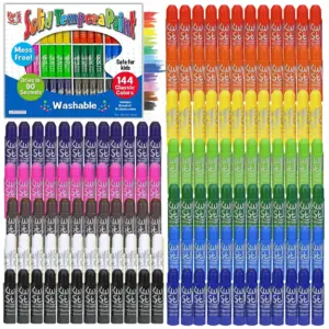 Kwik Stix Solid Tempera Paint Sticks | 144 Count Class pack | Washable | Quick-Drying | Non-Toxic | Classic Colors