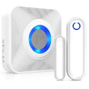 Fosmon WaveLink Wireless Doorbell Chime | Home Security System Alarm When Door Opens | Magnetic Door Alarm And Sensor For Store | Restaurant | Business | Kids | Elderly and More | 1 Sensor 1 Receiver