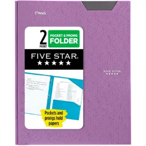 Five Star Stay-Put Plastic & Prong Folder | Amethyst Purple | Single