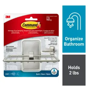 Command Soap Dish | Satin Nickel | Bathroom Organizer | 1 Soap Dish & 2 Command Strips
