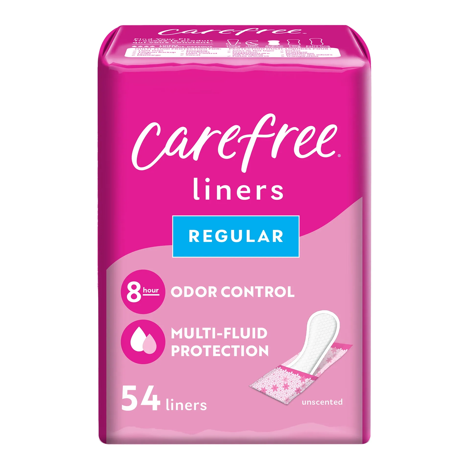 Carefree Panty Liners | Long | Unscented | 42 Count