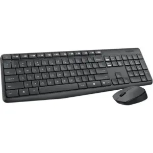 Logitech MK235 Wireless Straight Full-Size Keyboard and Ambidextrous Optical Mouse | Black