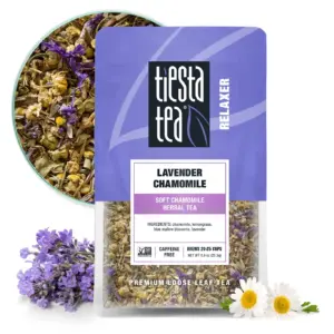 Tiesta Tea | Lavender Chamomile | Relaxer Loose Leaf Herbal Tea | Caffeine Free | GMO-Free | Make Hot or Iced Tea and Brews Up to 25 Cups | 0.9 Ounce Resealable Pouch | 0.9 Ounce