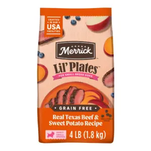 Merrick Lil’ Plates Premium Grain Free Dry Dog Food For Small Dogs | Real Texas Beef & Sweet Potato Kibble | 4.0 lb. Bag | 4.0 lbs