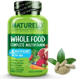 NATURELO Mens Multivitamins | Whole Food Multivitamin for Men with Vitamins | Minerals | 120 Vegetarian Capsules for Energy | Brain | Heart | Eye Health* | 120 Count (Pack of 1)