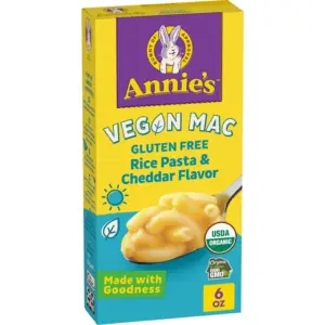 Annie’s Vegan Mac Rice Pasta & Cheddar Flavor Dinner with Organic Gluten Free Pasta | 6 Ounce | Single