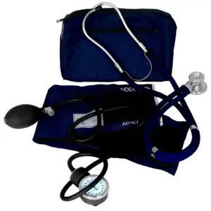 Dixie EMS Manual Blood Pressure Cuff Sphygmomanometer and Medical Stethoscope Kit | Blue