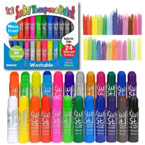 Kwik Stix Solid Tempera Paint Sticks | 24 Count | Washable | Quick-Drying | Non-Toxic | Classic | Neon and Metallic Colors