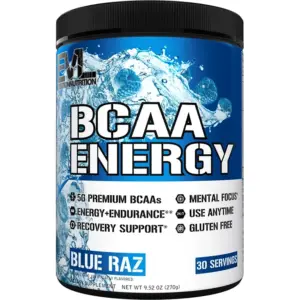 BCAA Powder | Evlution Nutrition Pre Workout BCAA Energy Powder 30 Servings | EVL BCAA Amino Acids Endurance and Muscle Recovery Drink | Blue Raz Flavor with Vitamin B12 and Vitamin C