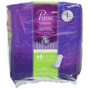 44 Poise Long Length Panty Liners Fresh Lightweight- #2 Light Bladder Urine Leakage Protection | 1 Package of 44 Liners