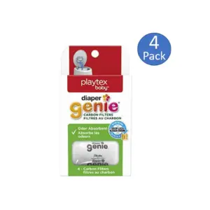 Playtex Baby Diaper Genie Carbon Filter Refill for Diaper Pails | 4 Carbon Filters | Plastic | Infant | 4 Pack