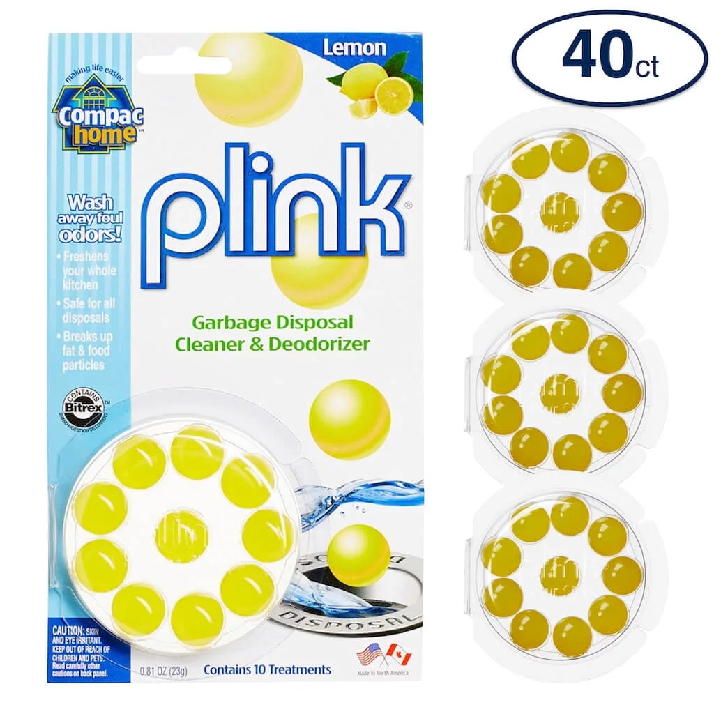 Compac Home Plink Garbage Disposal Cleaner & Deodorizer Tablets | Freshens Your Kitchen & Waste Disposal | Lemon | 40 Count