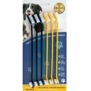 Pet Republique Cat and Dog Dual-Head Toothbrush | Pack of 6 | Great for Most Size Dogs and Cats
