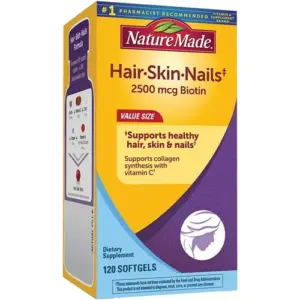 NATURE MADE Hair Skin Nails | 2500 mcg Biotin | Softgels | 120.0 CT | 1