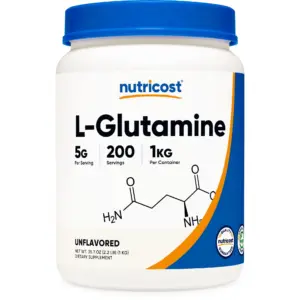 Nutricost Pure L-Glutamine Powder 1 KG | 5g Per Serving | Health Supplement | 1 KG Bottle | Unflavored