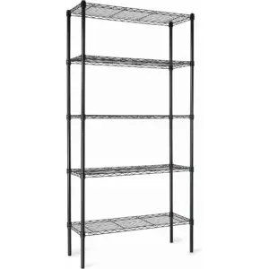 5-Shelf Adjustable Heavy Duty Steel Wire Rack Storage Shelving Organizer for Kitchen | Garage | 36 L x 14 W x 72 H | Black