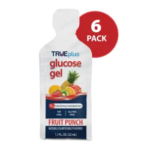 TRUEplus Glucose Gel Pouch | 15g Fast-Acting Carbohydrates | Fruit Punch Flavor | 6 Pack