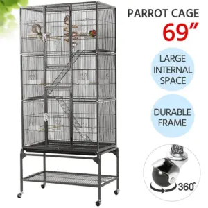 Renwick 69 H Extra Large Rolling Bird Cage with Detachable Stand | Black