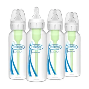 4oz Anti-Colic Narrow Baby Bottle with Level 1 Slow Flow Nipple and HappyPaci Pacifier | 0m+