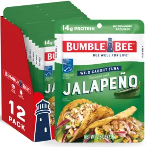 (12 pack) Bumble Bee Jalapeno Seasoned Light Tuna | Wild Caught | Gluten Free | 14g Protein per Serving | Ready to Eat | Shelf Stable Pouch | 2.5 Ounce