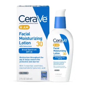 CeraVe AM Lotion Face Moisturizer with SPF 30 | Normal to Oily Skin Sun Protection | 2 fl Ounce