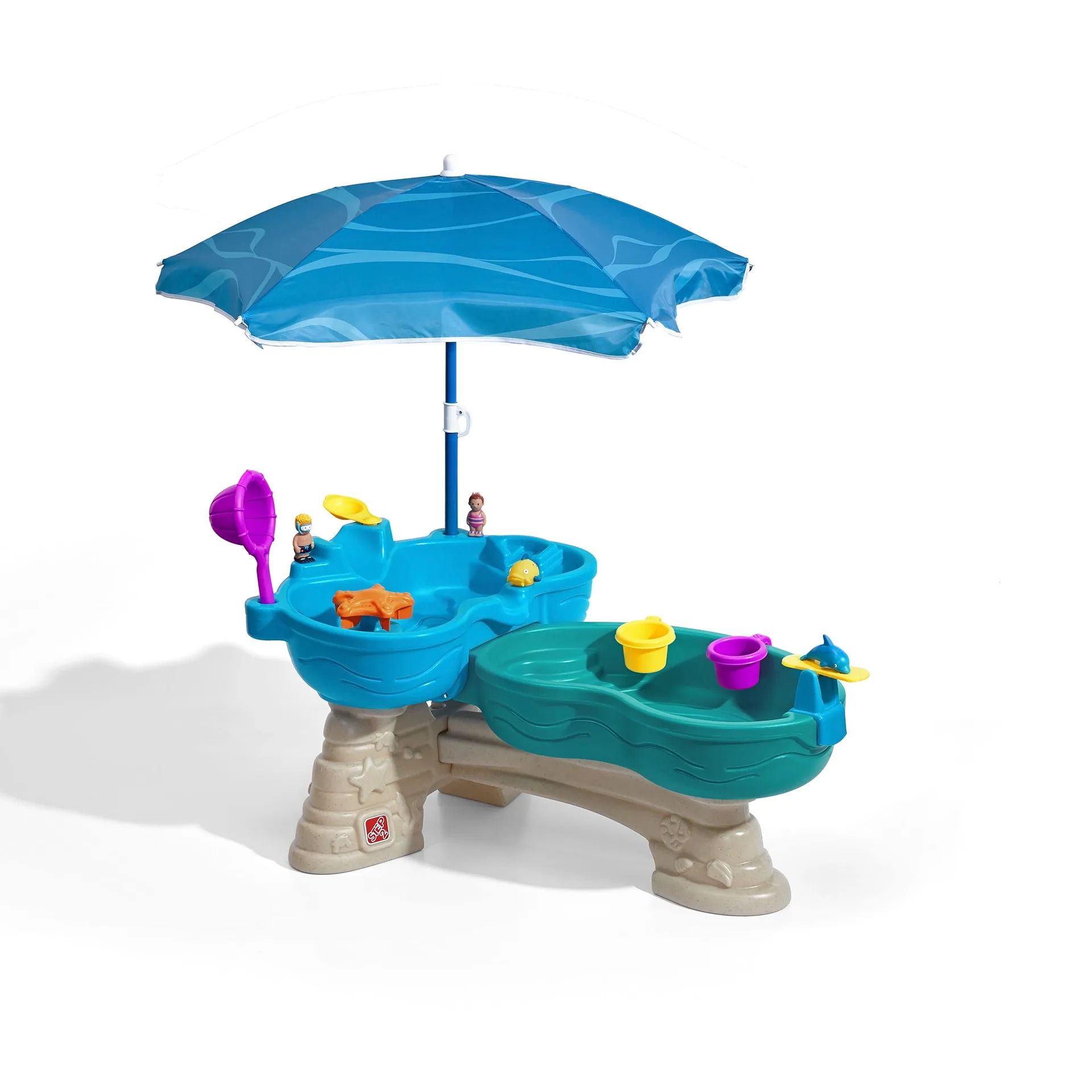 Step2 Spill and Splash Seaway Blue Plastic Water Table for Toddlers with 10-piece Playset