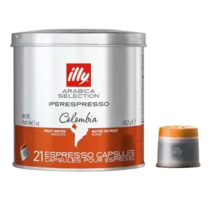 illy Coffee | Arabica Selection Colombia Espresso Capsules | Single Origin | Smooth & Balanced with Notes of Citrus Fruits | For Brewing with iperEspresso Capsule Machines | 21 Count | 5 Ounce (Single Pack)