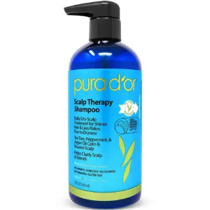 PURA D'OR Scalp Therapy Shampoo (16oz) Hydrates and Nourishes Scalp | Scalp Care Shampoo For Itchy Flaky Scalp w/ Tea Tree | Peppermint | Patchouli | Cedarwood | Clary Sage | Argan Oil (Packaging may vary)