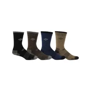 Columbia Mens 4 Pack Full Cushion Crew Socks Black 6-12 | Black/Brown/Khaki/Navy