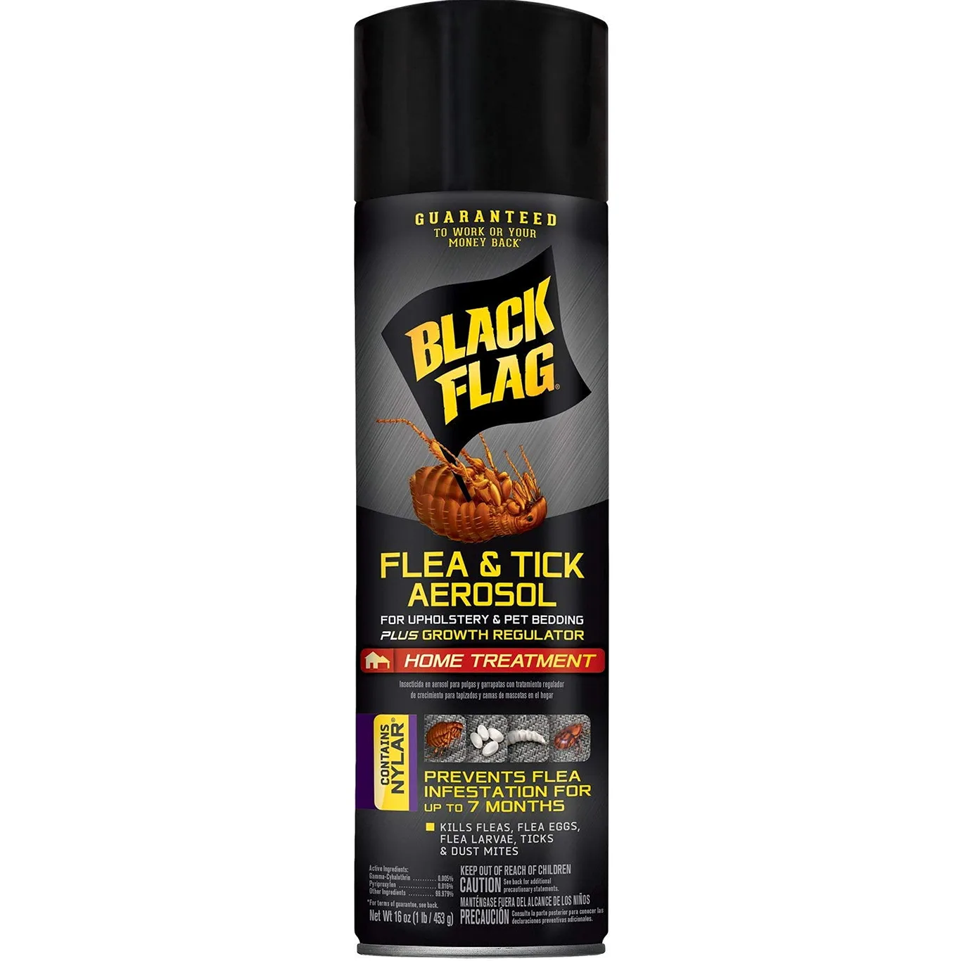 Black Flag Flea and Tick Aerosol for Upholstery and Pet Bedding | 16 Ounces
