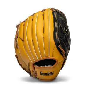 Franklin Sports Field Master Baseball + Softball Glove | Adult + Youth Mitt | 14 Righty | Black/Tan | Basket Web | Right