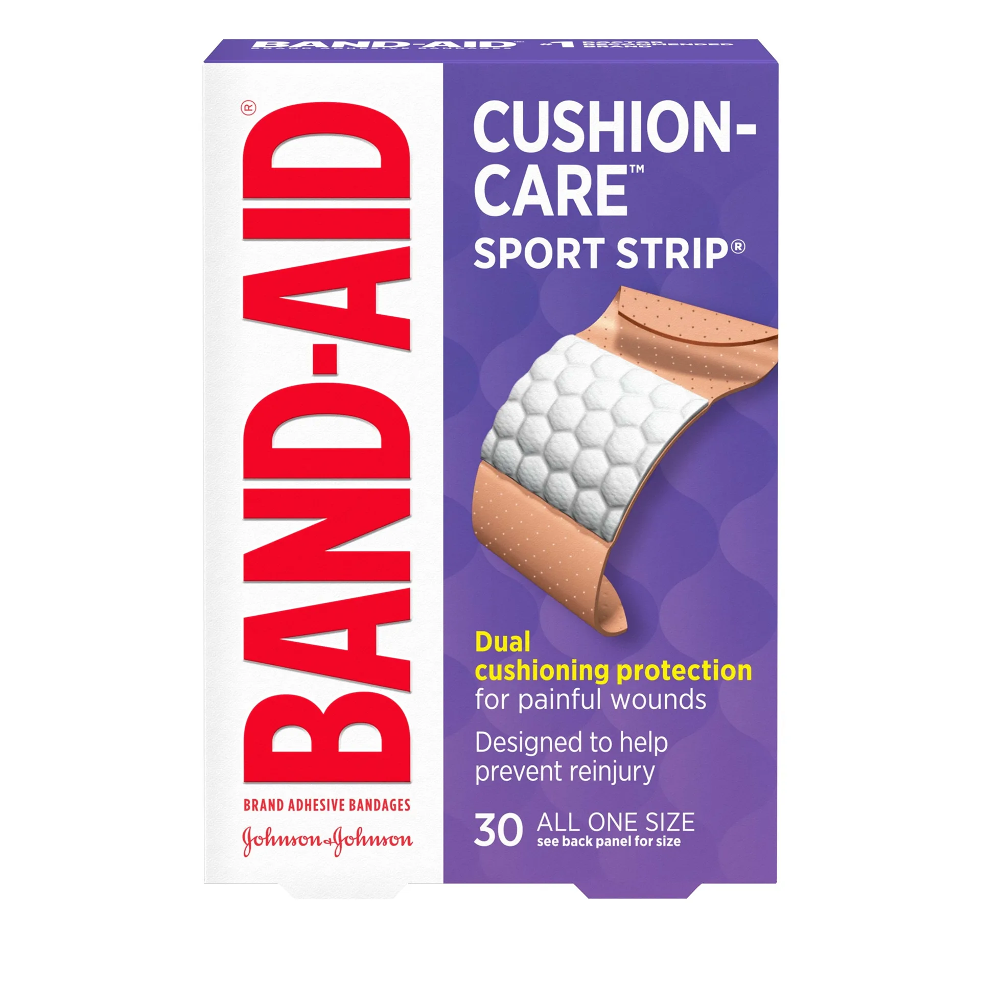 Band-Aid Brand Cushion Care Sport Strip Adhesive Bandages | 30 ct