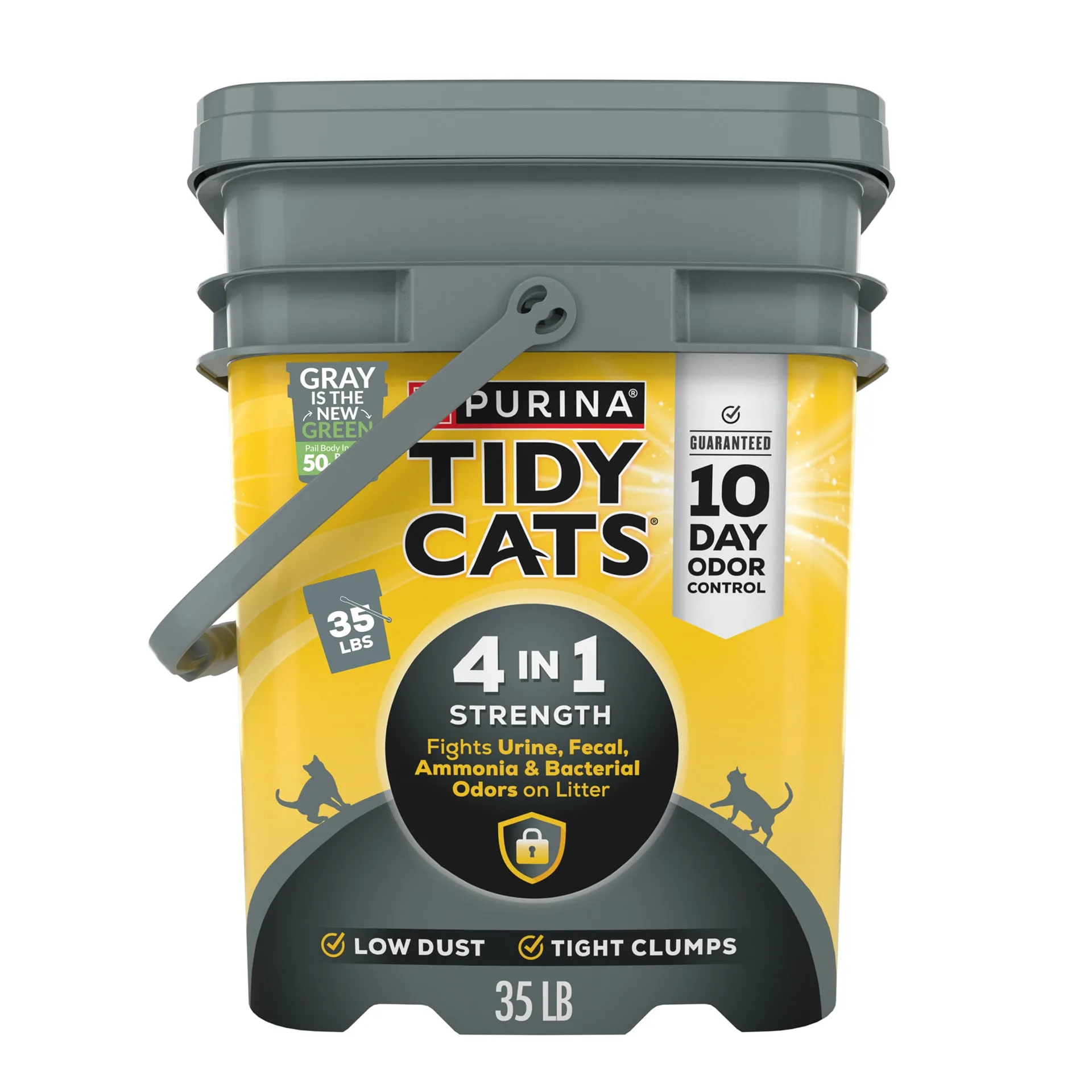 Purina Tidy Cats 4-Inch-1 Clumping Cat Litter | Odor Control | Low Dust | 35 lb. Pail