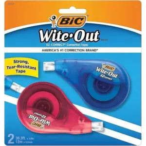 Zyne -Bic Wite-Out Ez Correct Correction Tape 2-Pack | 39.3Ft Tear-Resistant White