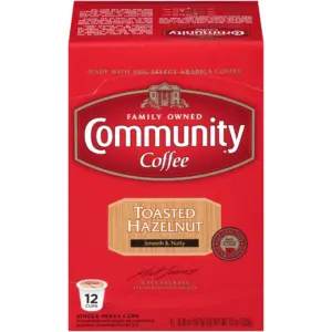 Community Coffee Toasted Hazelnut Medium Roast Single Serve Keurig K-Cup Pods 12 ct Box (Premium Edition)