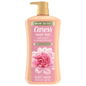 Caress Body Wash for Women | Daily Silk White Peach and Orange Blossom for Dry Skin 30 fl Ounce