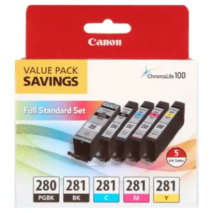 Canon PGI-280 Black and CLI-281 Black | Cyan | Magenta and Yellow Inkjet Print Cartridge (2075C006)