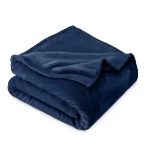 Bare Home Microplush Fleece Blanket | 300 GSM | Fuzzy Microfleece | Soft and Plush | Twin/Twin Extra Large | Dark Blue | 09