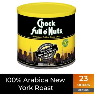 Chock Full oNuts 100% Arabica New York Roast Ground Coffee | Dark Roast | 23 Ounce. Can