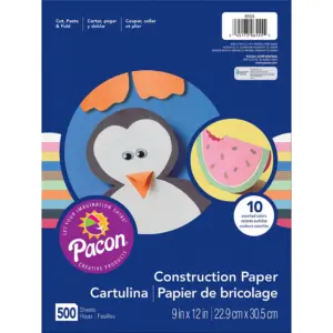 Pacon Art Street Construction Paper | Lightweight | Assorted Colors | 9 x 12 | 500 Sheets