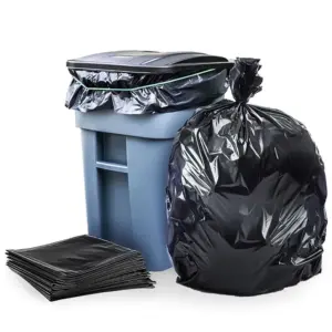 Plasticplace 95-96 Gallon Black Heavy Duty Trash Bags | 1.5 Mil | 61 x 68 Garbage Liners | 25 Count